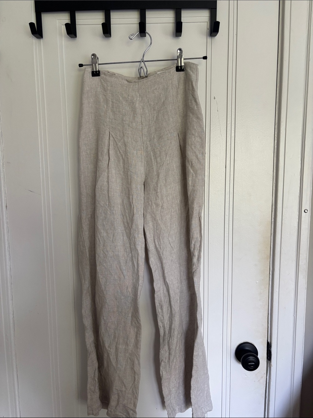 Reformation Wide-Leg Linen Pants in Natural Beige